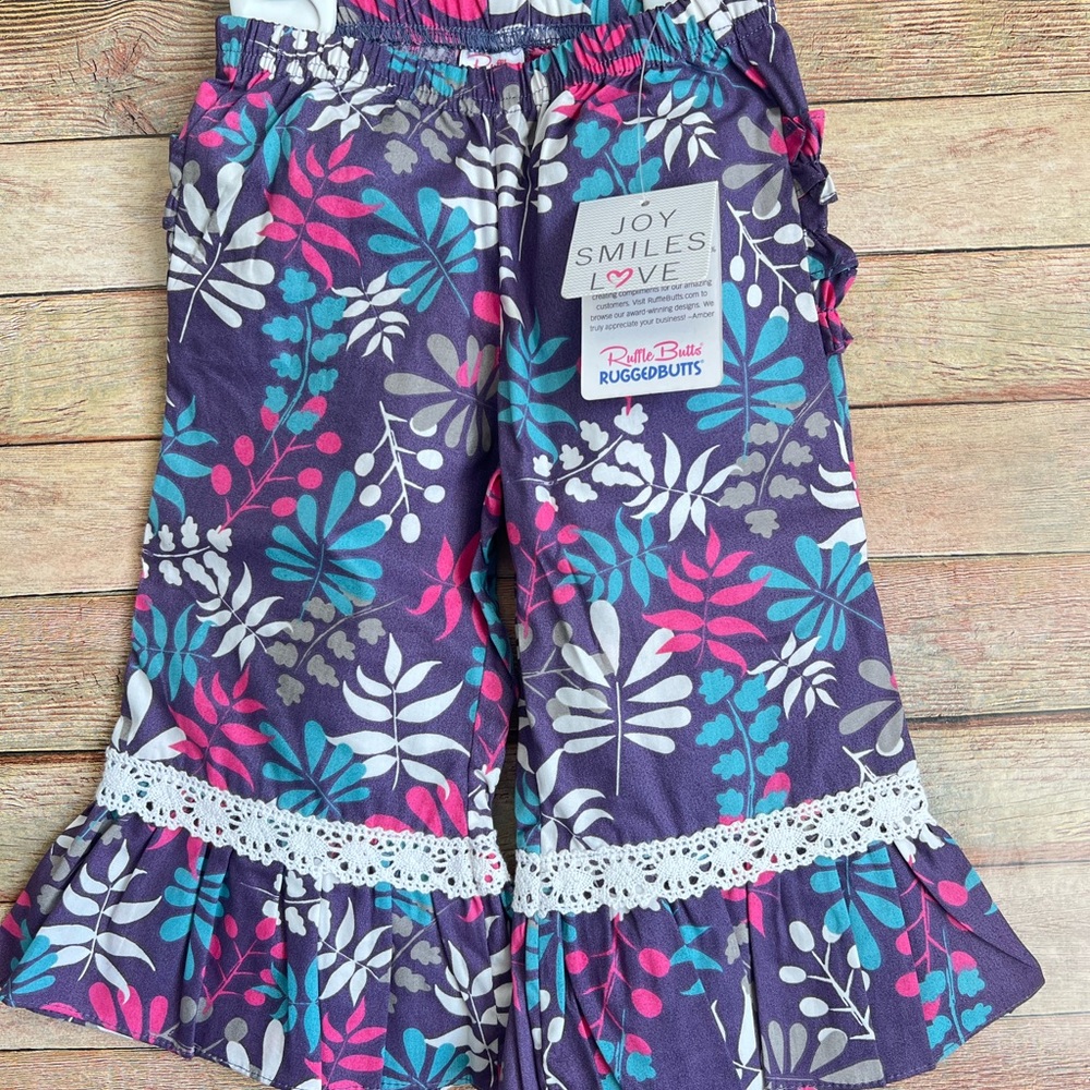 Ruffle Butts Purple Floral Ruffle Pants